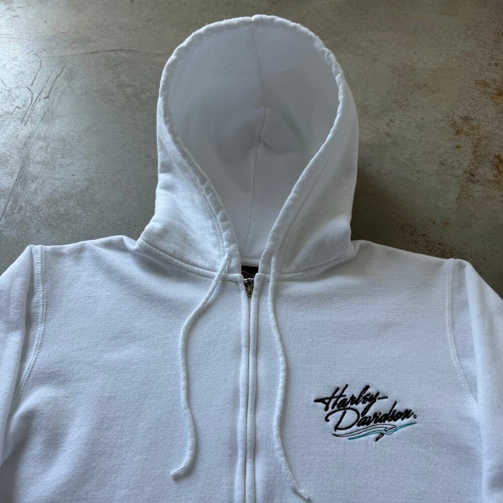 Vintage Y2K Harley Davidson Embroidered Biker Full Zip Hoodie Size Women’s XL - Picture 4 of 10